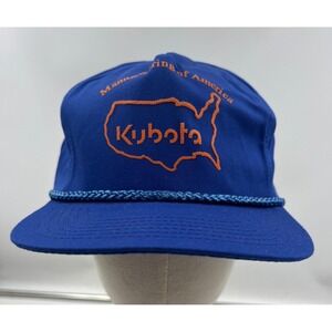 Vintage Kubota Manufacturing of America Rope Hat Blue Orange Snapback USA Made
